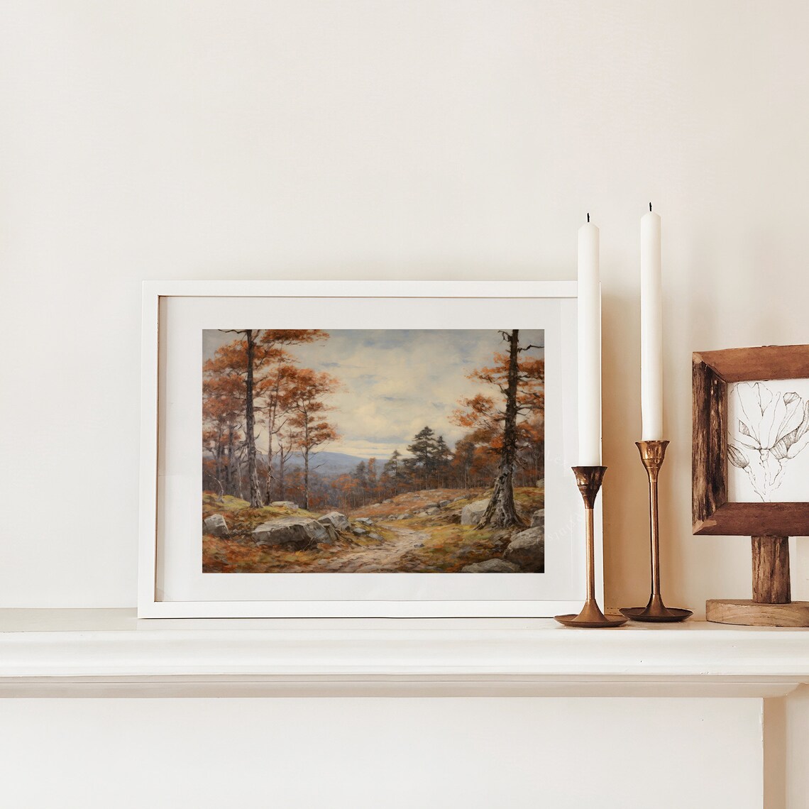 Rocky Autumn Path Through Orange Pine Forest Mountain View Landscape Poster - Image 3