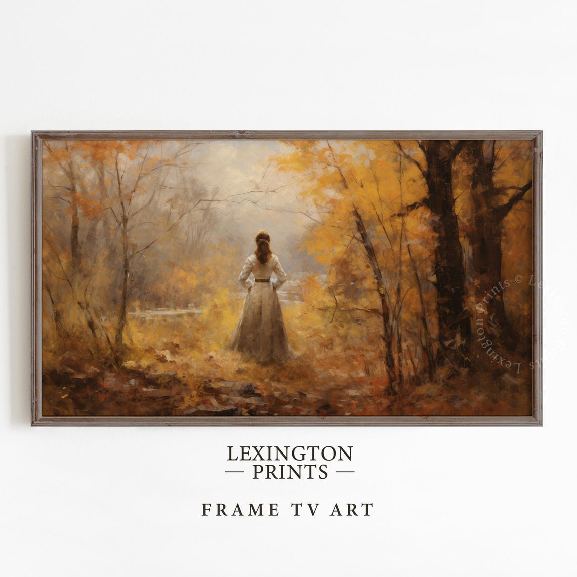 Woman In Forest Fall Frame Tv Art Fall Forest Wall Art Vintage Autumn Tv Art Frame Tv Art Woman Landscape Tv Art Moody Tv Art 266 - Image 5