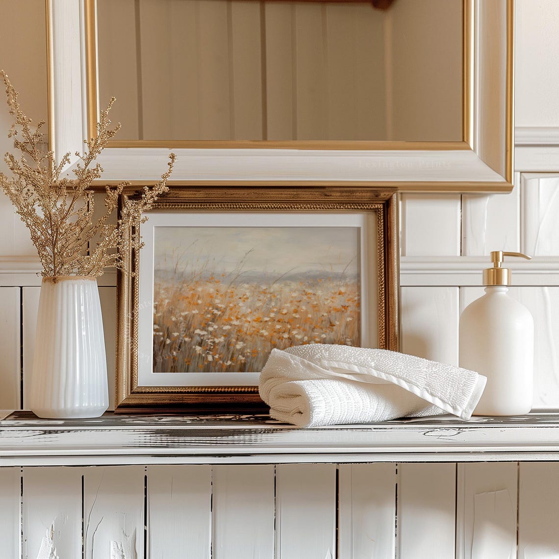 Fall Wildflower Field Warm Autumn Tones Rustic Landscape Poster - Image 3