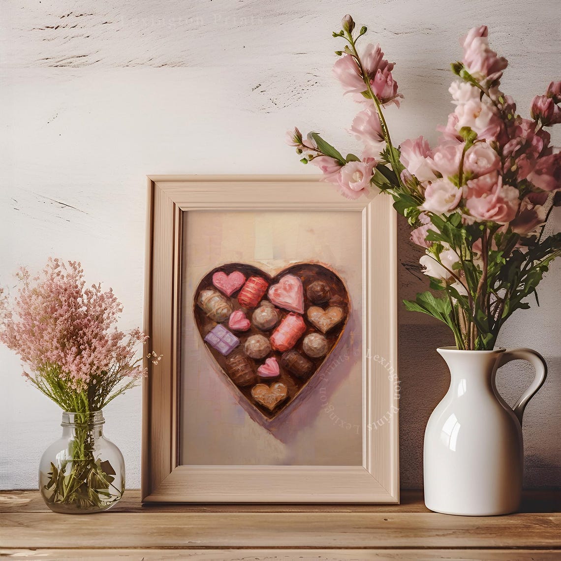 Heart Shaped Chocolate Box Assorted Candies Valentine Wall Art