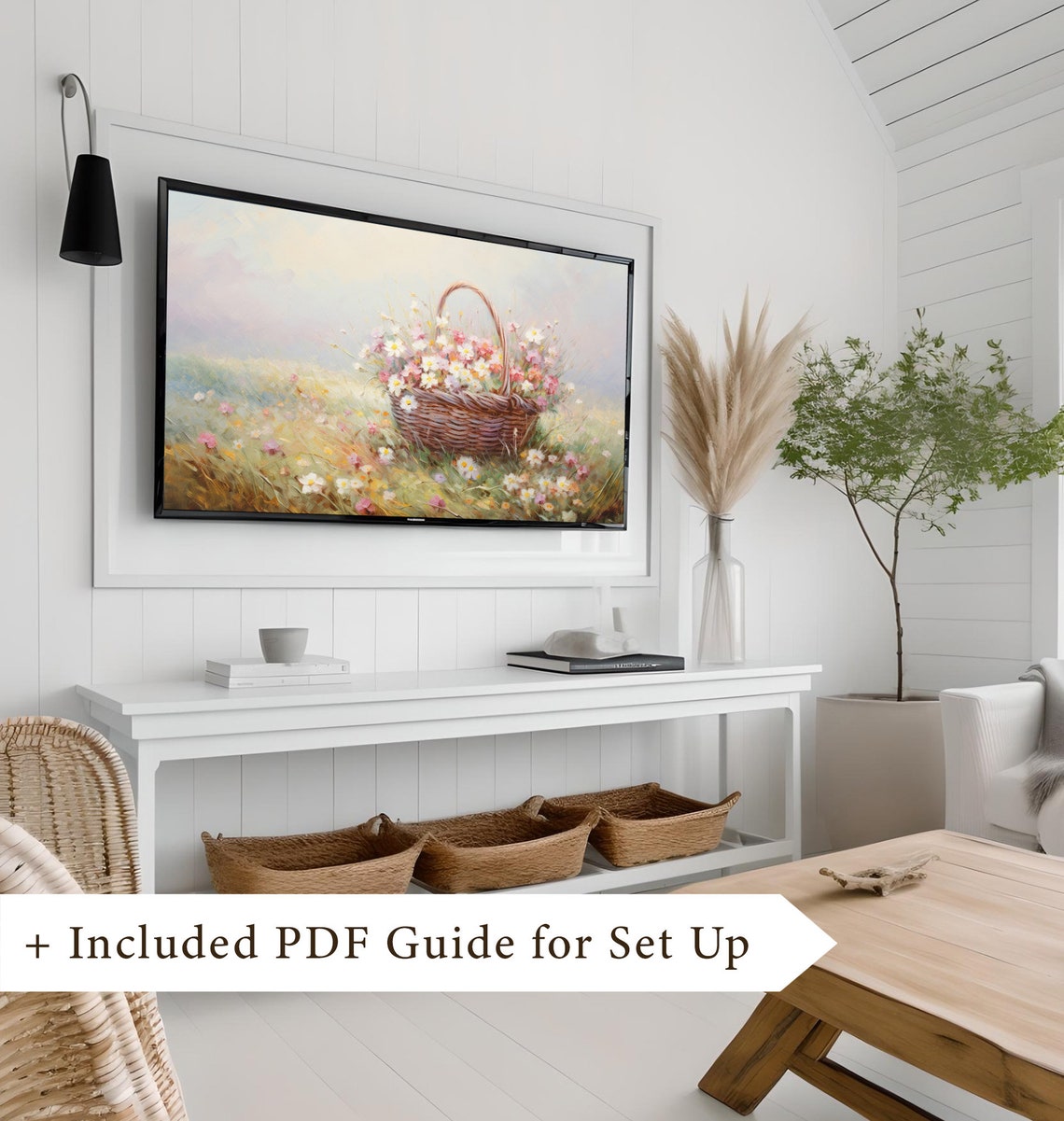 Easter Basket of Wildflowers in Spring Meadow Frame TV Art Print - Image 8
