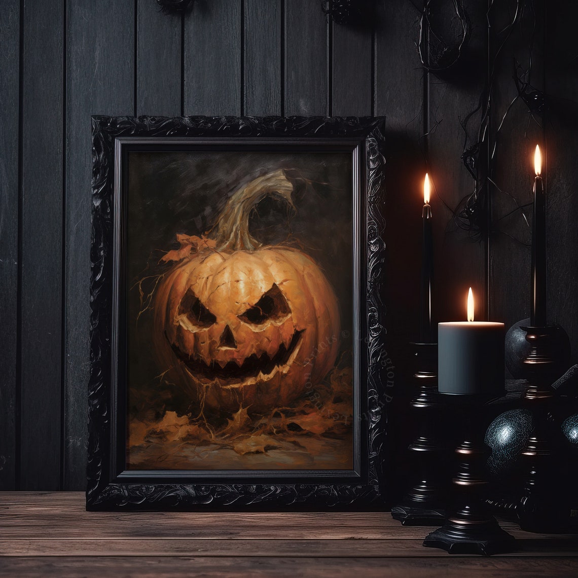 Menacing Carved Jack O Lantern Close Up Dark Halloween Poster - Image 7