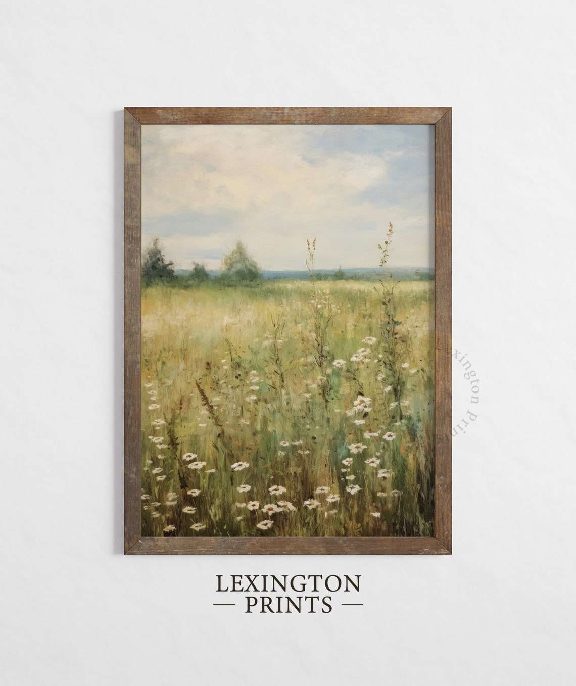 Wildflower Daisy Meadow Impressionist Landscape Spring Art Poster - Image 5