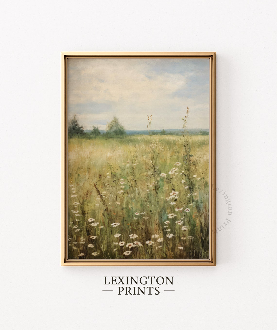 Wildflower Daisy Meadow Impressionist Landscape Spring Art Poster - Image 4