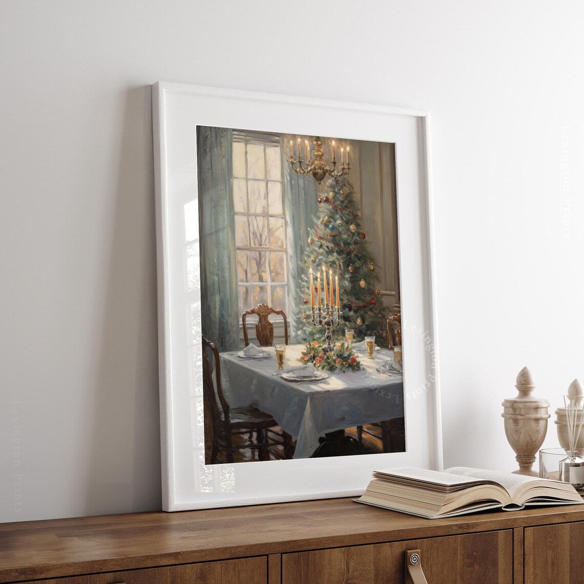 Vintage Christmas Oil Painting Christmas Wall Art Christmas Tree Living Room Wall Art Farmhouse Winter Kitchen Christmas Decor 229 - Image 3