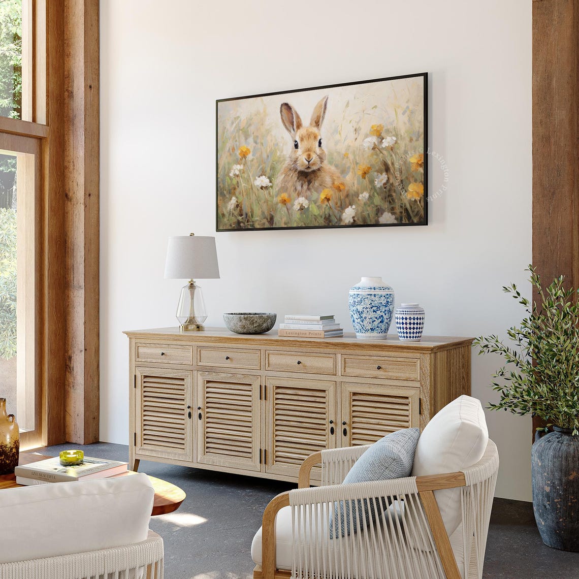 Bunny Rabbit in Spring Wildflower Field Cute Easter Decor Poster - Image 4