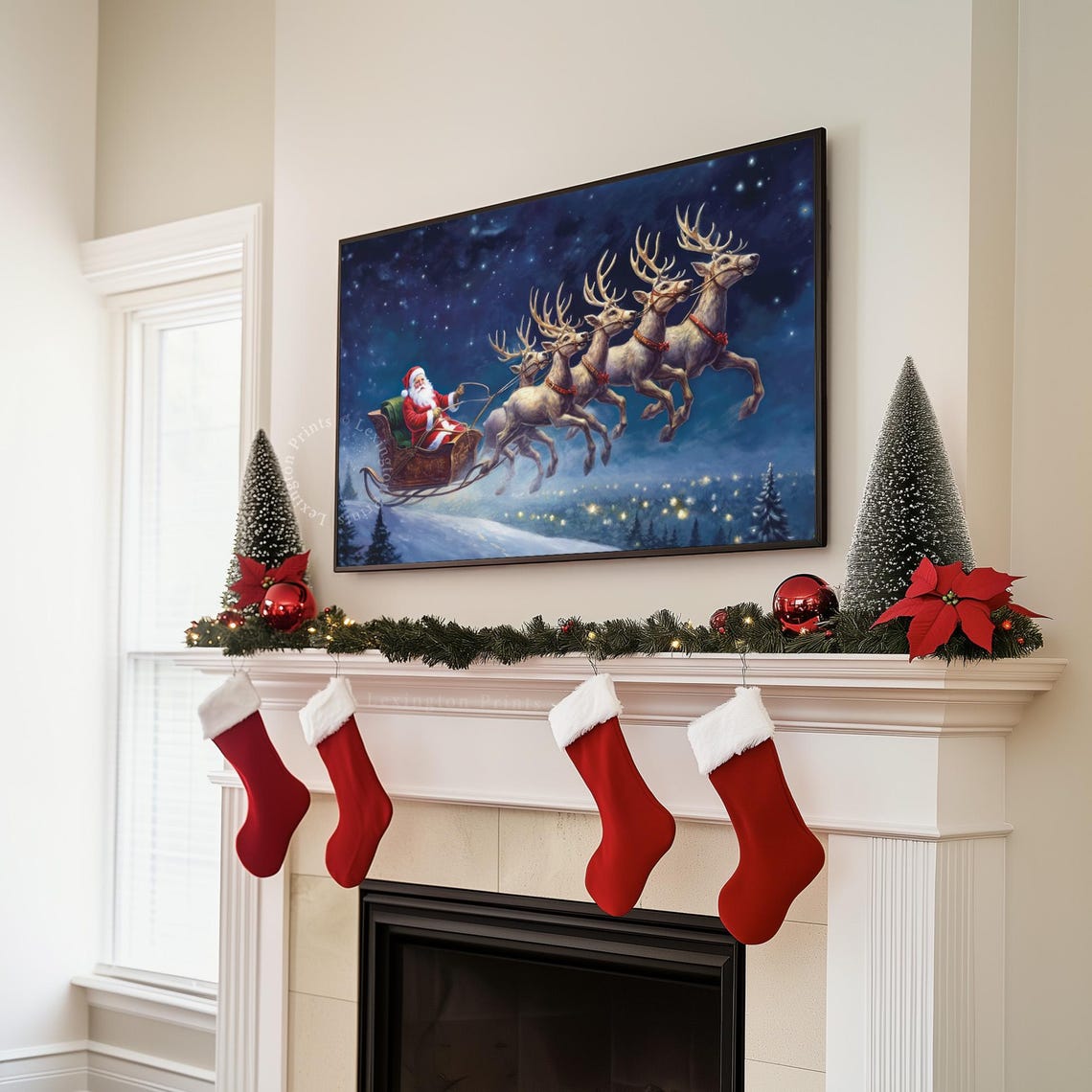 Santa Sleigh Christmas Frame Tv Art Christmas Santa Christmas Wall Art Winter Art Vintage Christmas Decor Santa Print Santa Tv 456 - Image 6