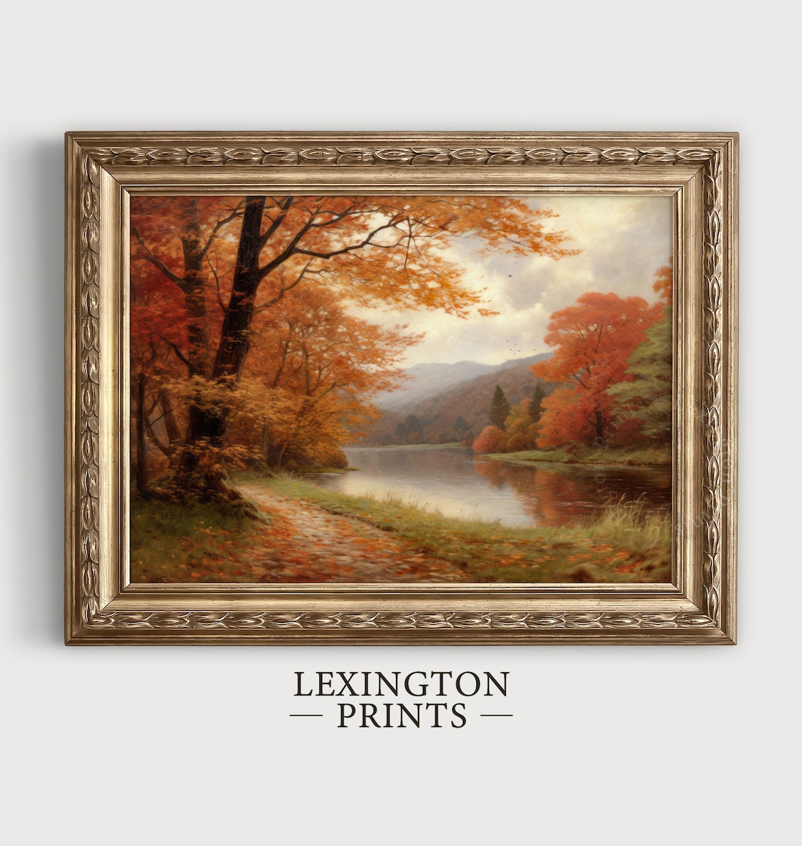 Autumn Maple River Vintage Landscape Oil Painting Fall Poster - Image 7