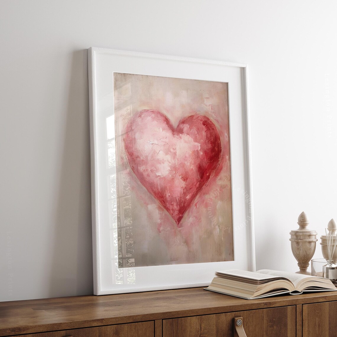 Soft Pink Heart Watercolor Painting Romantic Blush Love Wall Art - Image 4