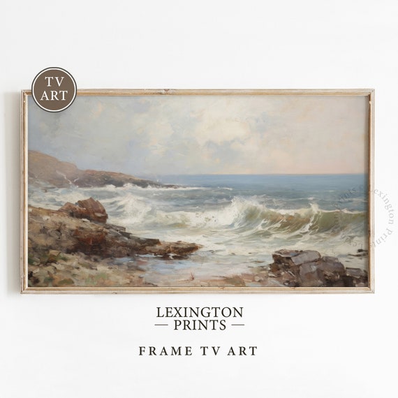 Dark Ocean Waves Moody Tv Art Coastal Tv Art Frame Tv Art Ocean Tv Art Beach Art Coastal Wall Art Vintage Summer Tv Art Moody 690