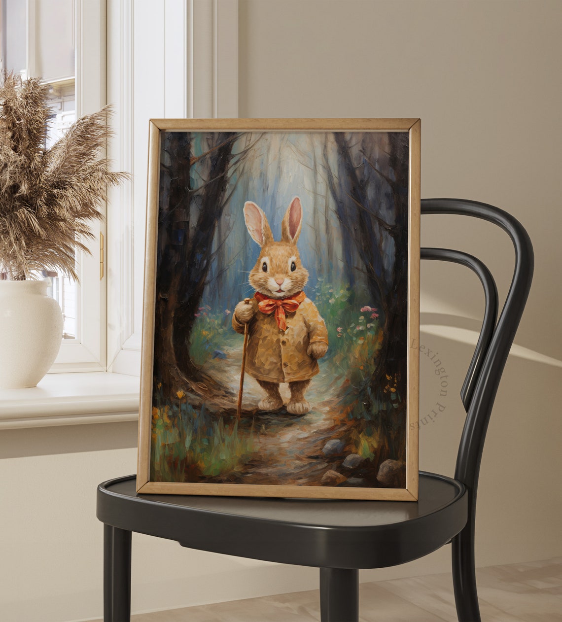 Cute Hiking Easter Bunny Easter Wall Art Spring Print Forest Wall Art Easter Print Rabbit Painting Nursery Decor Bunny Art 592 - Image 8
