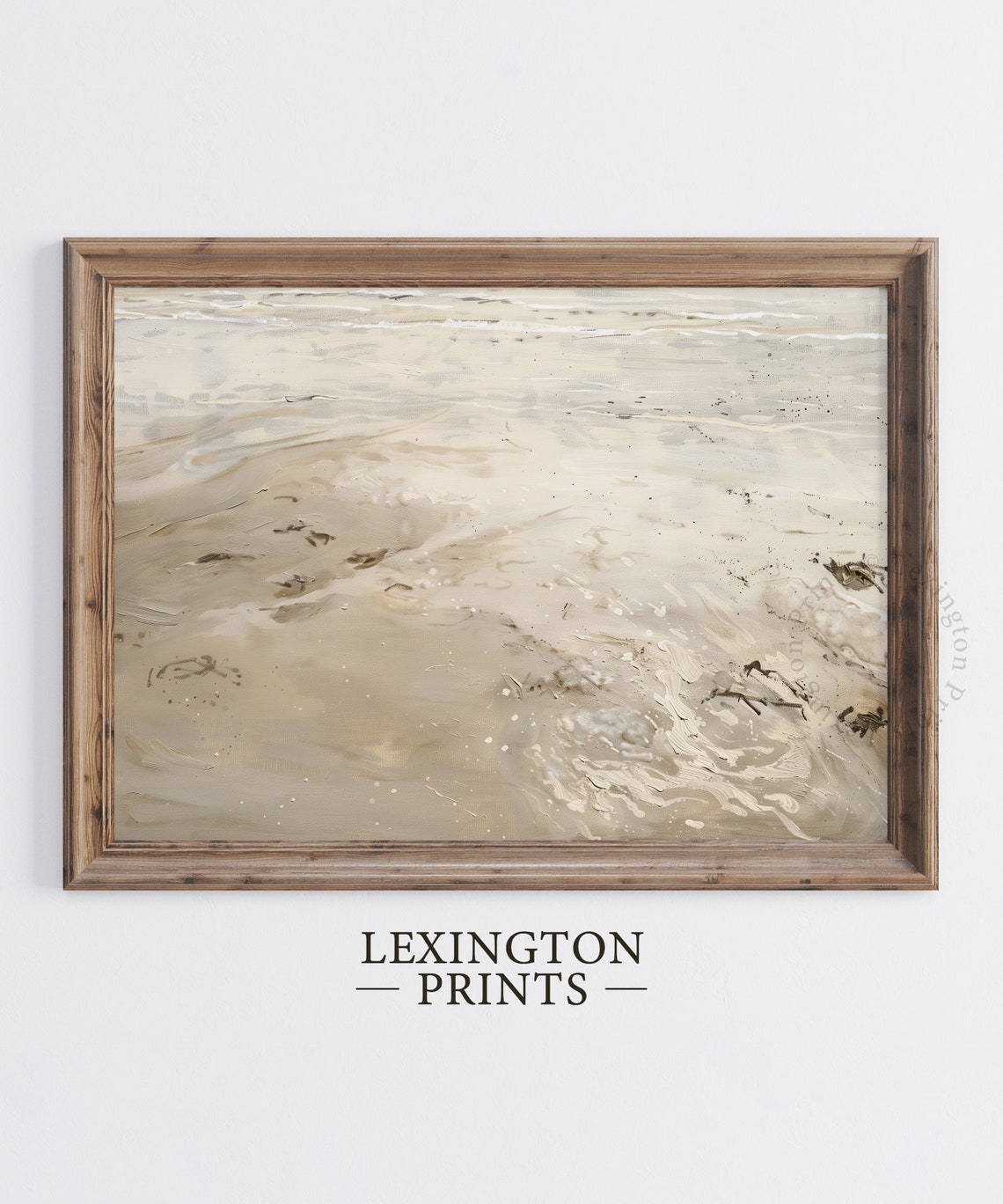 Beach Shoreline Abstract Ocean Waves Neutral Coastal Painting Poster - Image 6