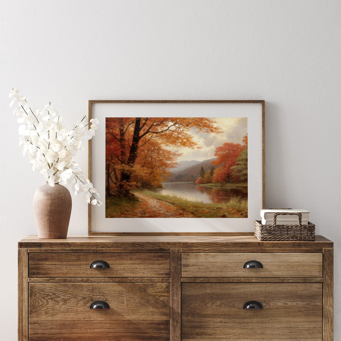 Autumn Maple River Vintage Landscape Oil Painting Fall Poster - Image 5