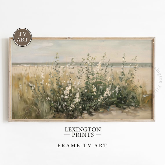 Moody Coastal Wildflower Meadow Beach Sunset Vintage Style Poster