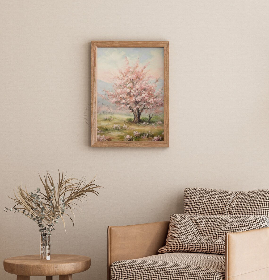 Spring Cherry Blossom Tree Vintage Floral Meadow Painting Poster - Image 3