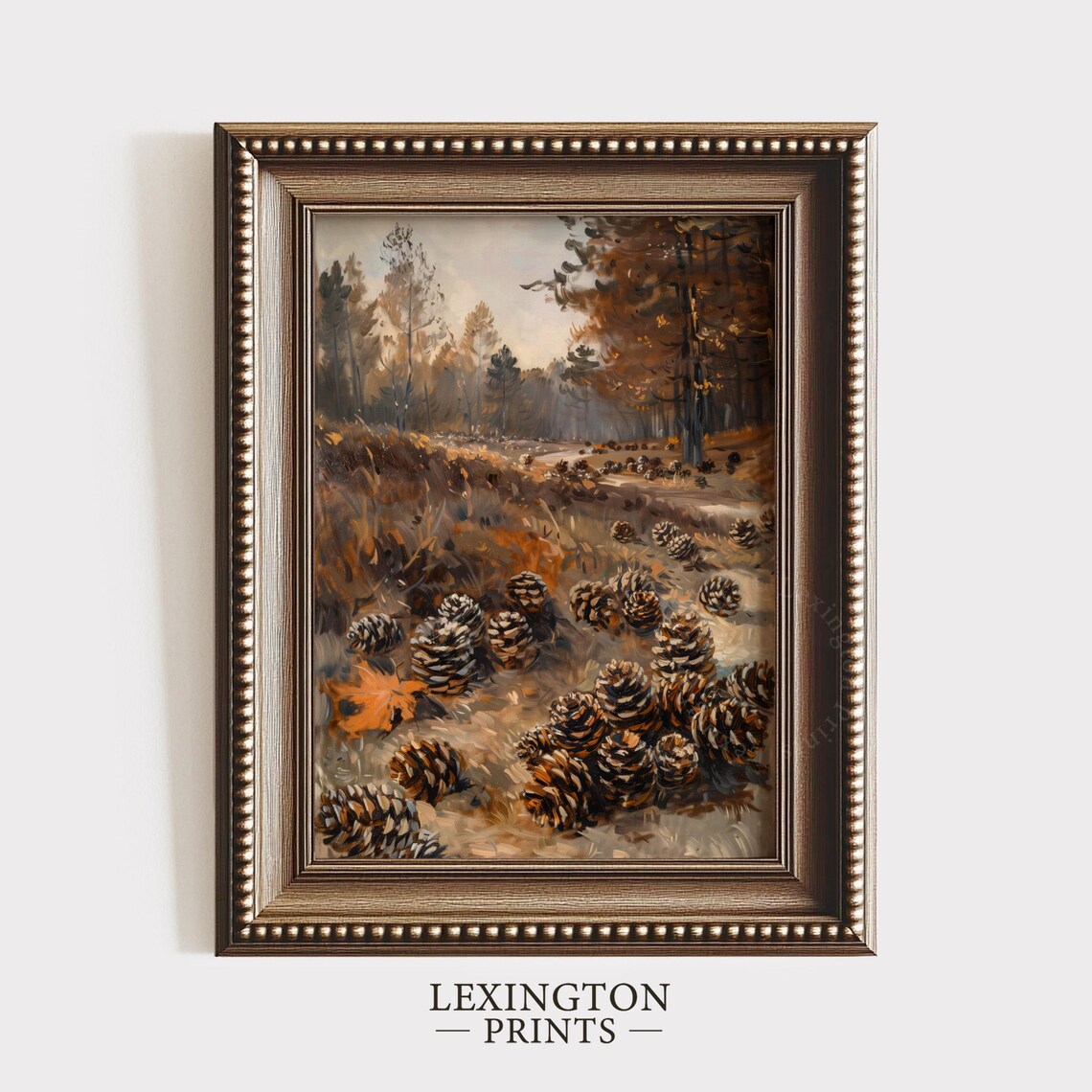 Pinecones in Autumn Forest Vintage Oil Painting Nature Poster - Image 6