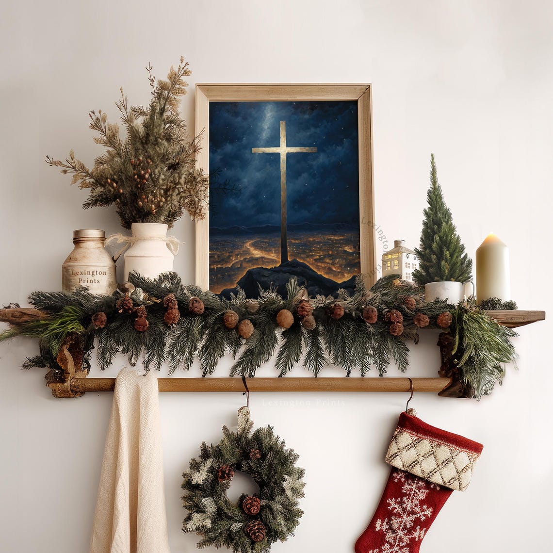 Christian Wall Art Christian Cross Art Christmas Wall Art Christian Print Religious Art Vintage Christian Painting Cross Jesus Art Cross 393 - Image 7