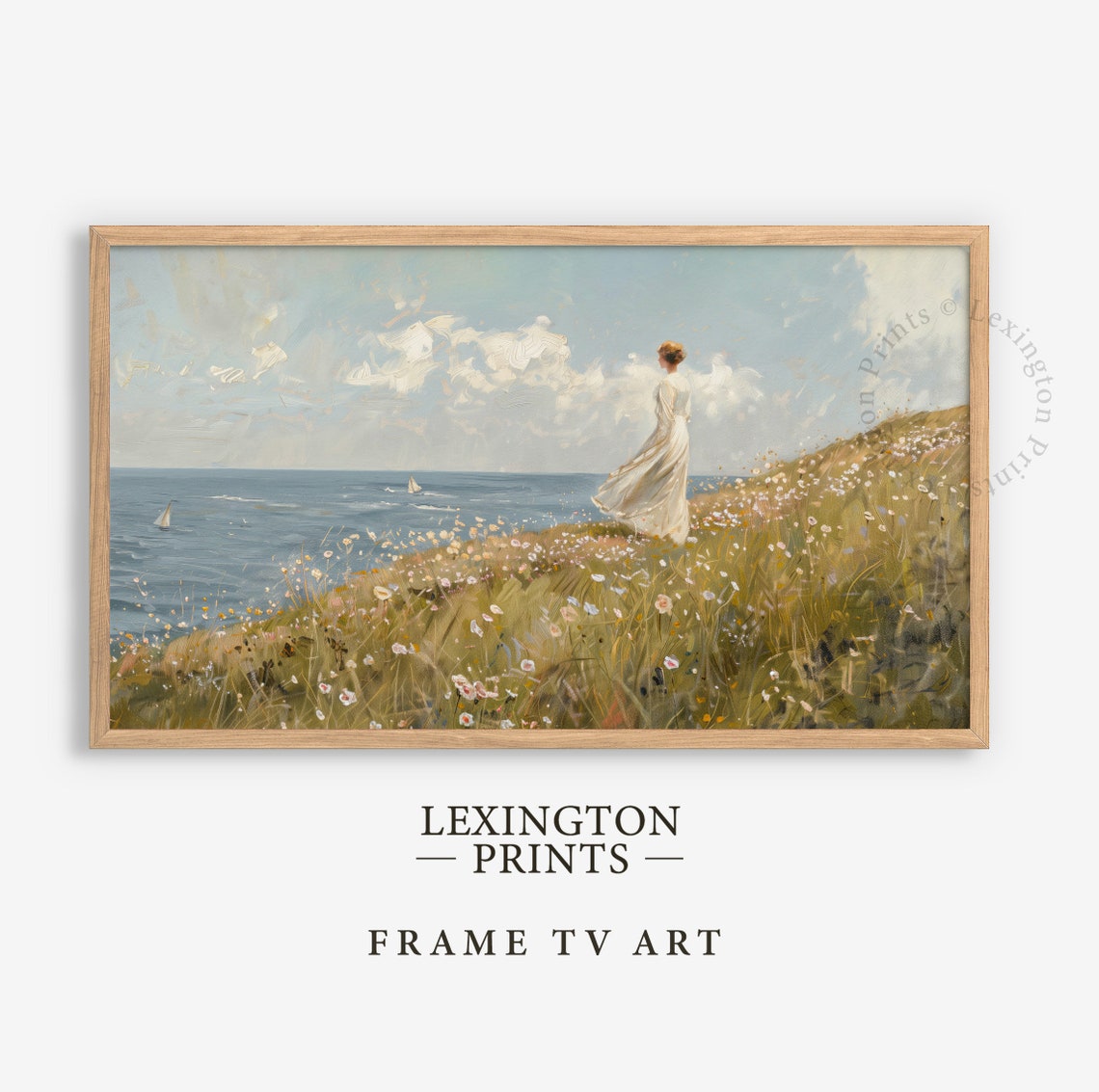 Vintage Woman Coastal Tv Art Wildflower Tv Art Frame Tv Art Summer Tv Art Wildflower Art Spring Tv Art Floral Art Landscape 713 - Image 4