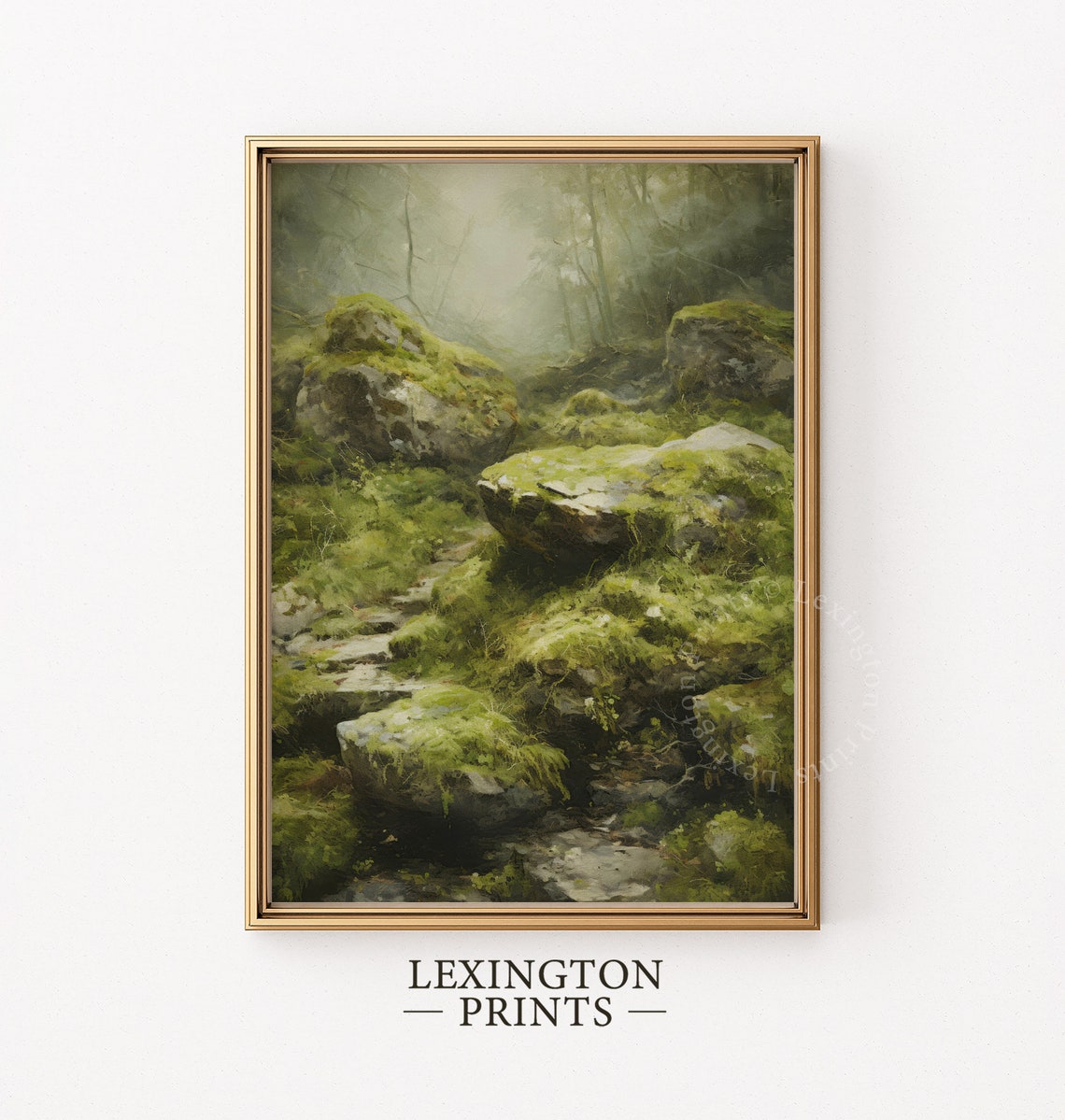Misty Forest Stream With Moss-Covered Rocks Nature Landscape Poster - Image 6