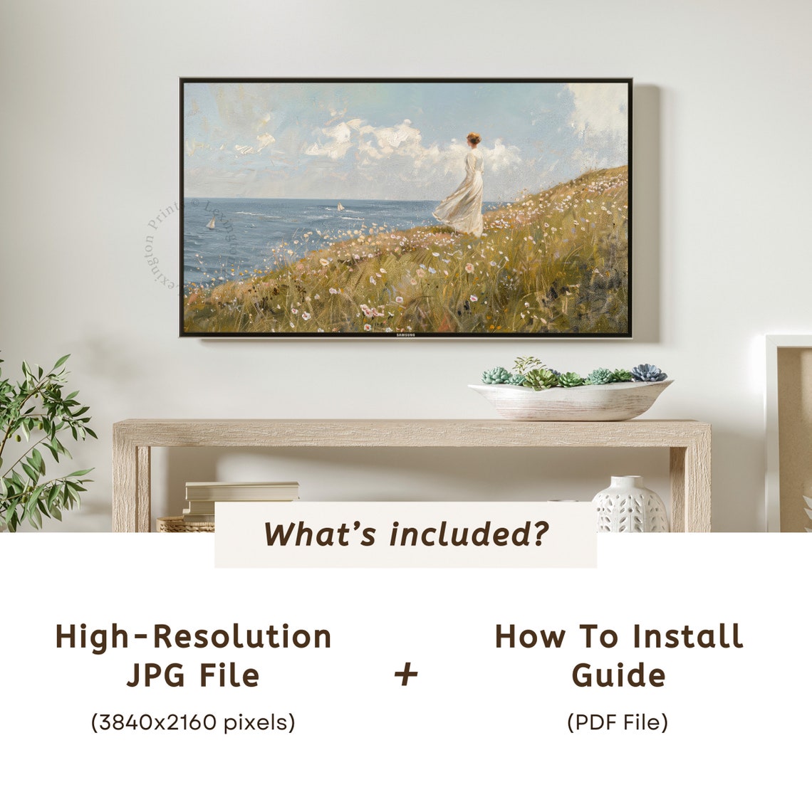 Vintage Woman Coastal Tv Art Wildflower Tv Art Frame Tv Art Summer Tv Art Wildflower Art Spring Tv Art Floral Art Landscape 713 - Image 6