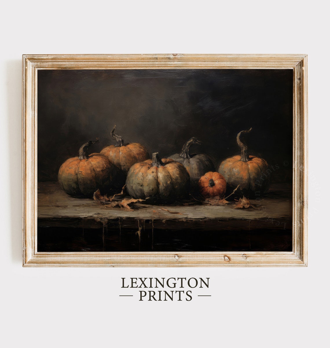 Moody Dark Pumpkin Still Life Rustic Autumn Farmhouse Poster - Image 3