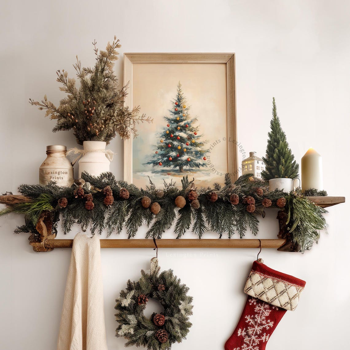 Minimalist Christmas Tree with Red and Gold Ornaments Holiday Poster - Image 7