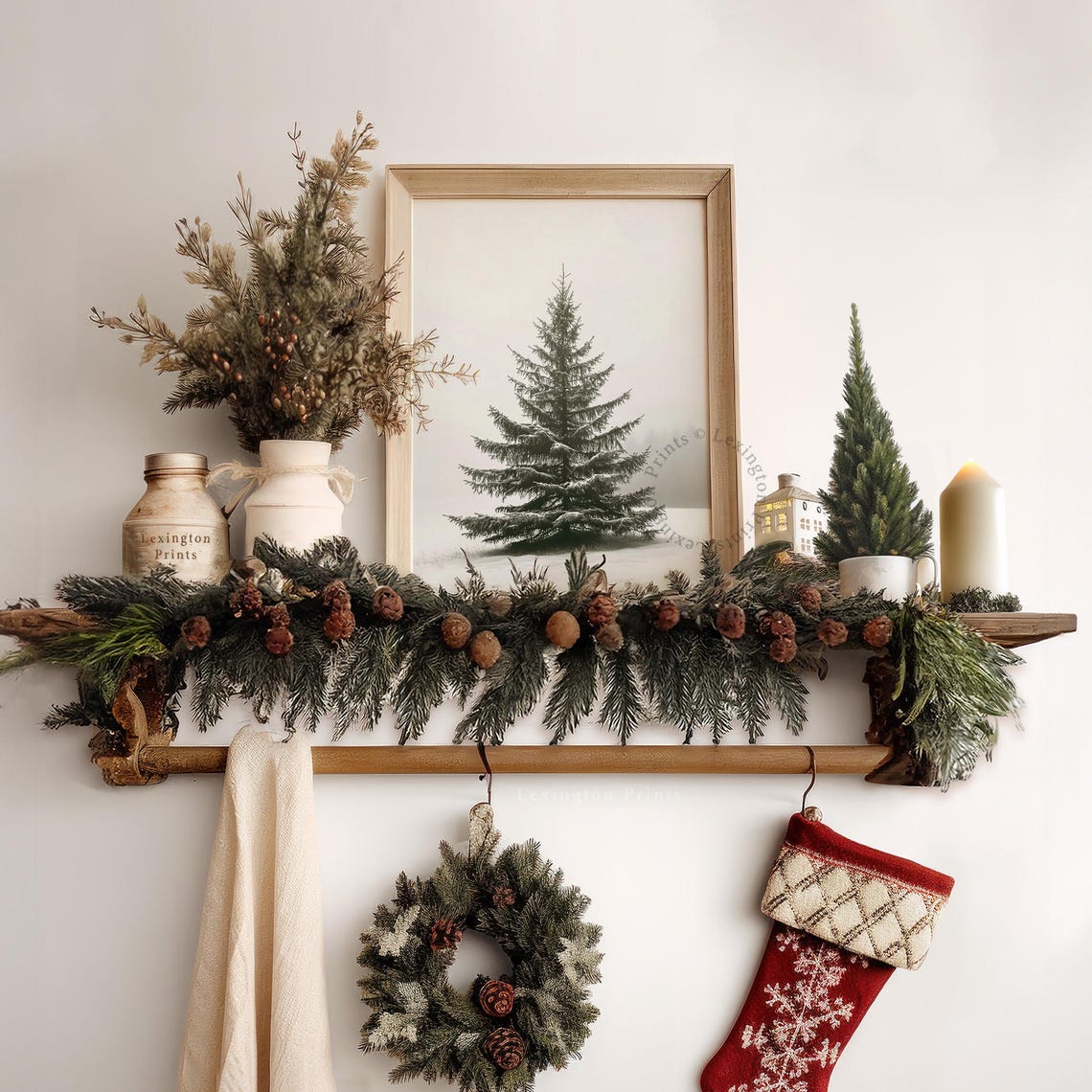 Snow Covered Pine Tree Winter Landscape Neutral Christmas Poster - Image 6