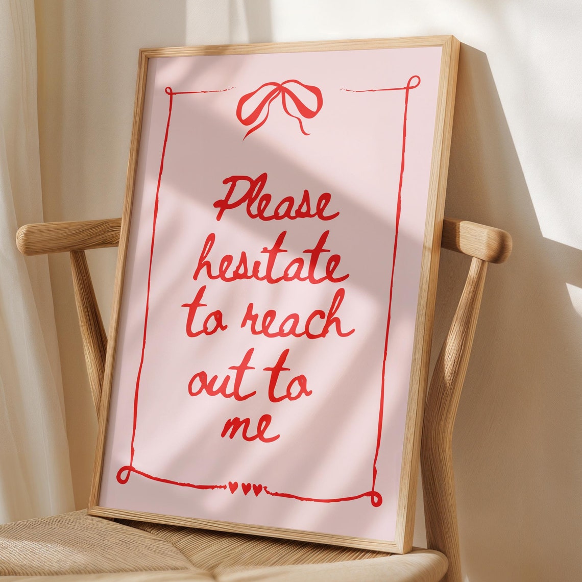 Funny Trendy Girly Wall Art Pink Please Hesitate To Reach Out To Me Mental Health Poster Living Room Decor Positive Dorm Room Decor