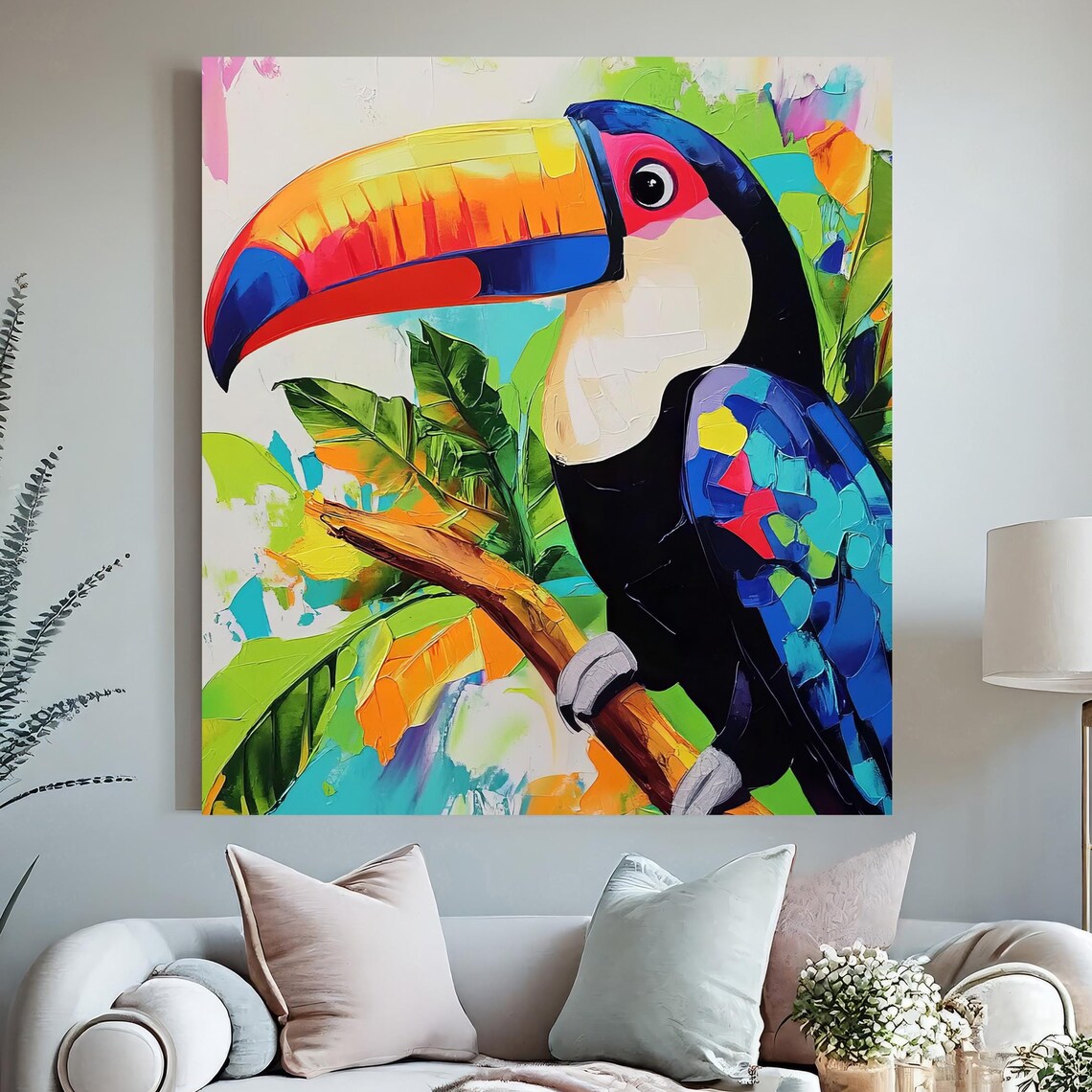 Toucan Tropical Abstract Modern Poster, Jungle Decor