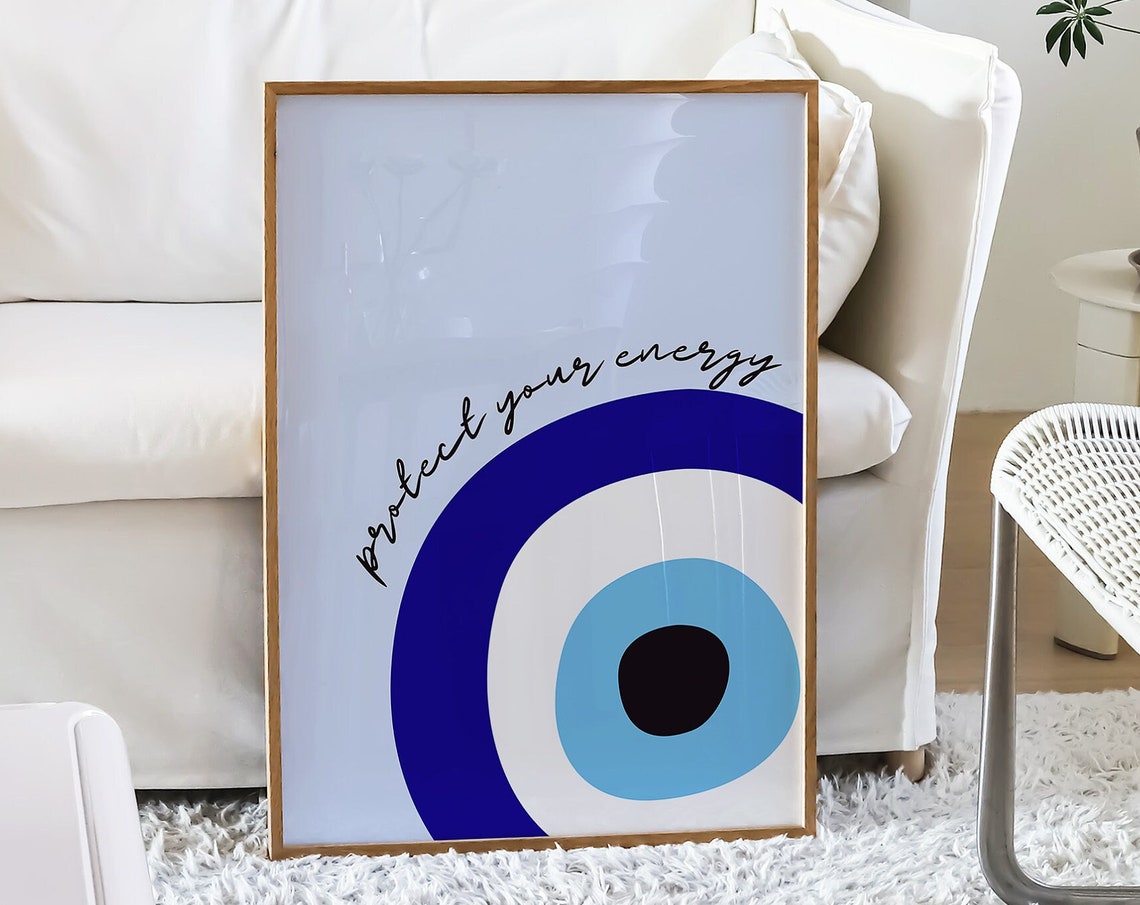 Protect Your Energy Blue Evil Eye Nazar Symbol Lucky Decor Poster