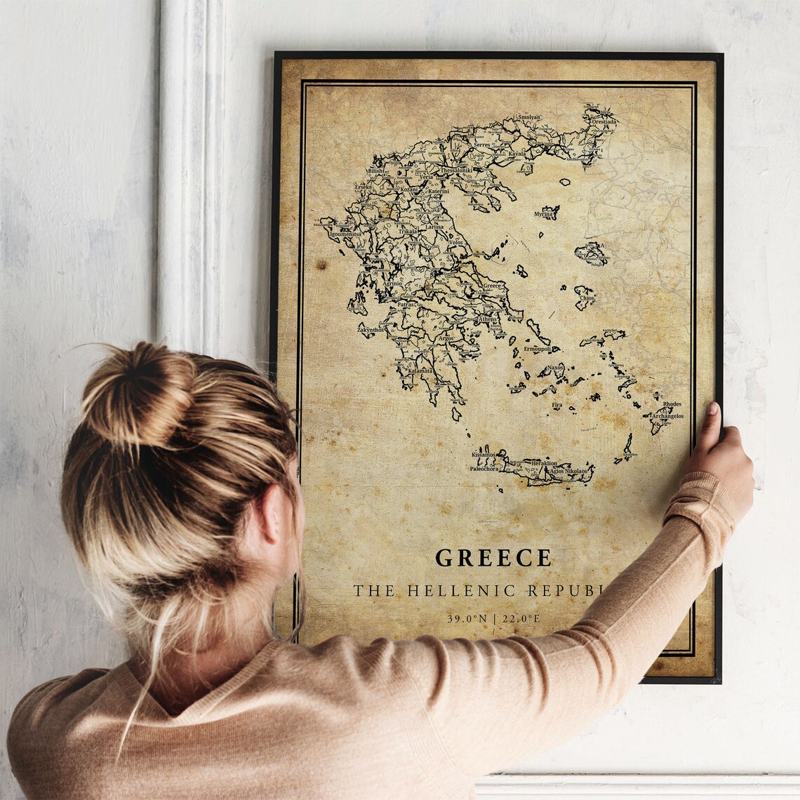 Greece Vintage Map Poster Print, Travel Map - Image 2