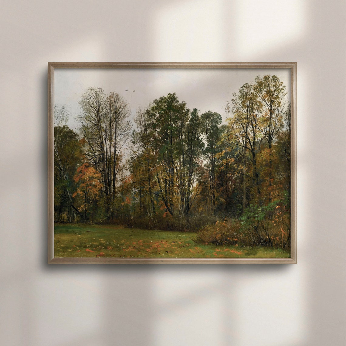 Vintage Autumn Forest Edge Tall Trees Warm Fall Tones Art Poster