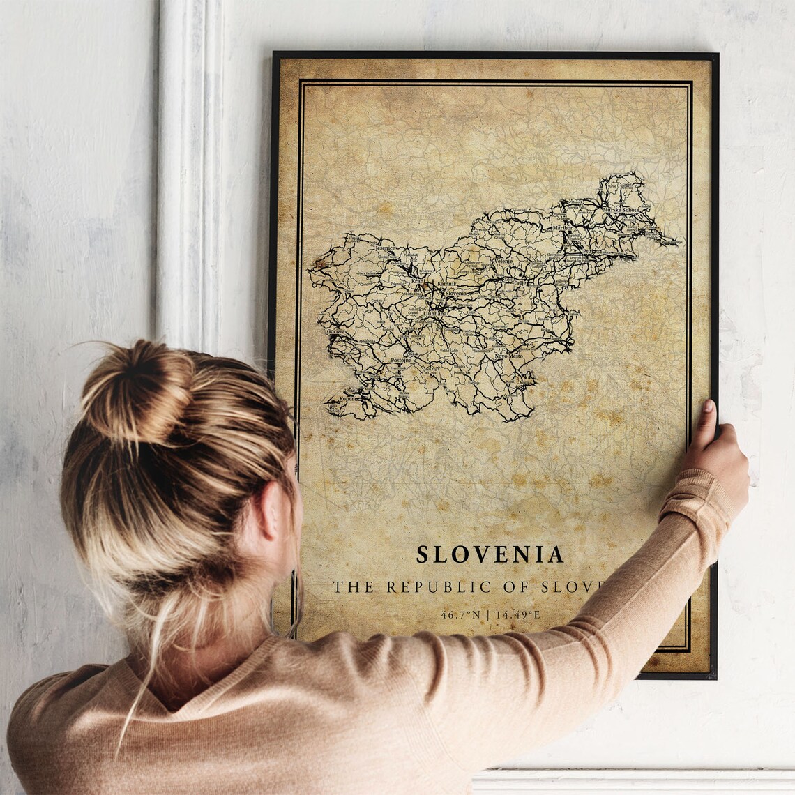 Slovenia Vintage Map Poster Print, Country Map - Image 2