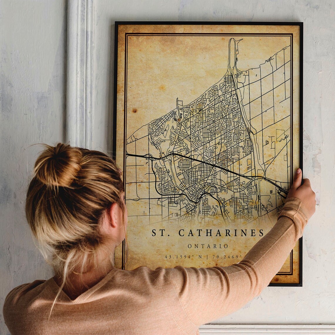 St. Catharines Ontario Vintage City Street Map Poster Travel Gift - Image 2