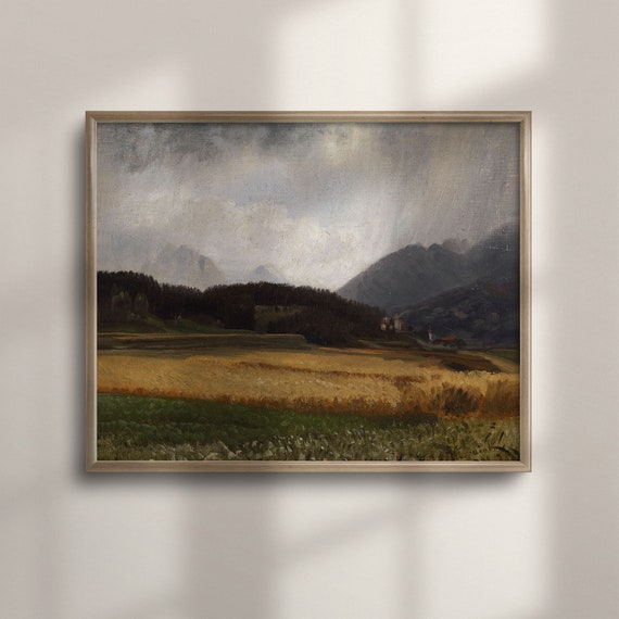 Vintage Moody Landscape Art Print Nature Oil Painting Reproduction Dark Office Wall Decor Living Room Artwork C16 190