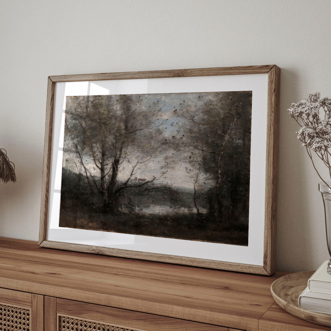 Antique Landscape Art Moody Forest Scene Vintage Woodland Oil Painting Rustic Wall Decor Cabin Art Country Farmhouse C16 260 - Image 4