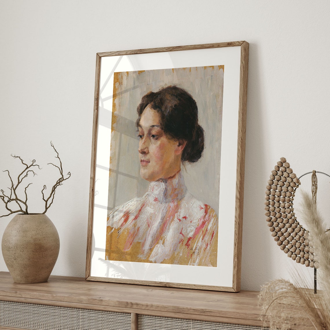 Antique Woman Portrait Oil Painting Wall Art Fine Art Poster Farmhouse Decor Cow Art Antique Fine Art C16 1368 - Image 4