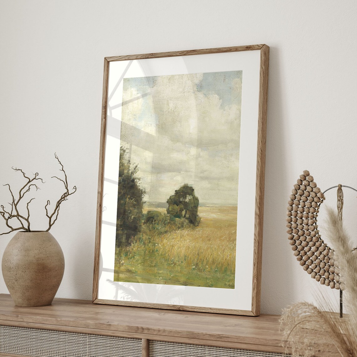 Vintage Golden Wheat Field Painting Countryside Landscape Art Poster - Image 4