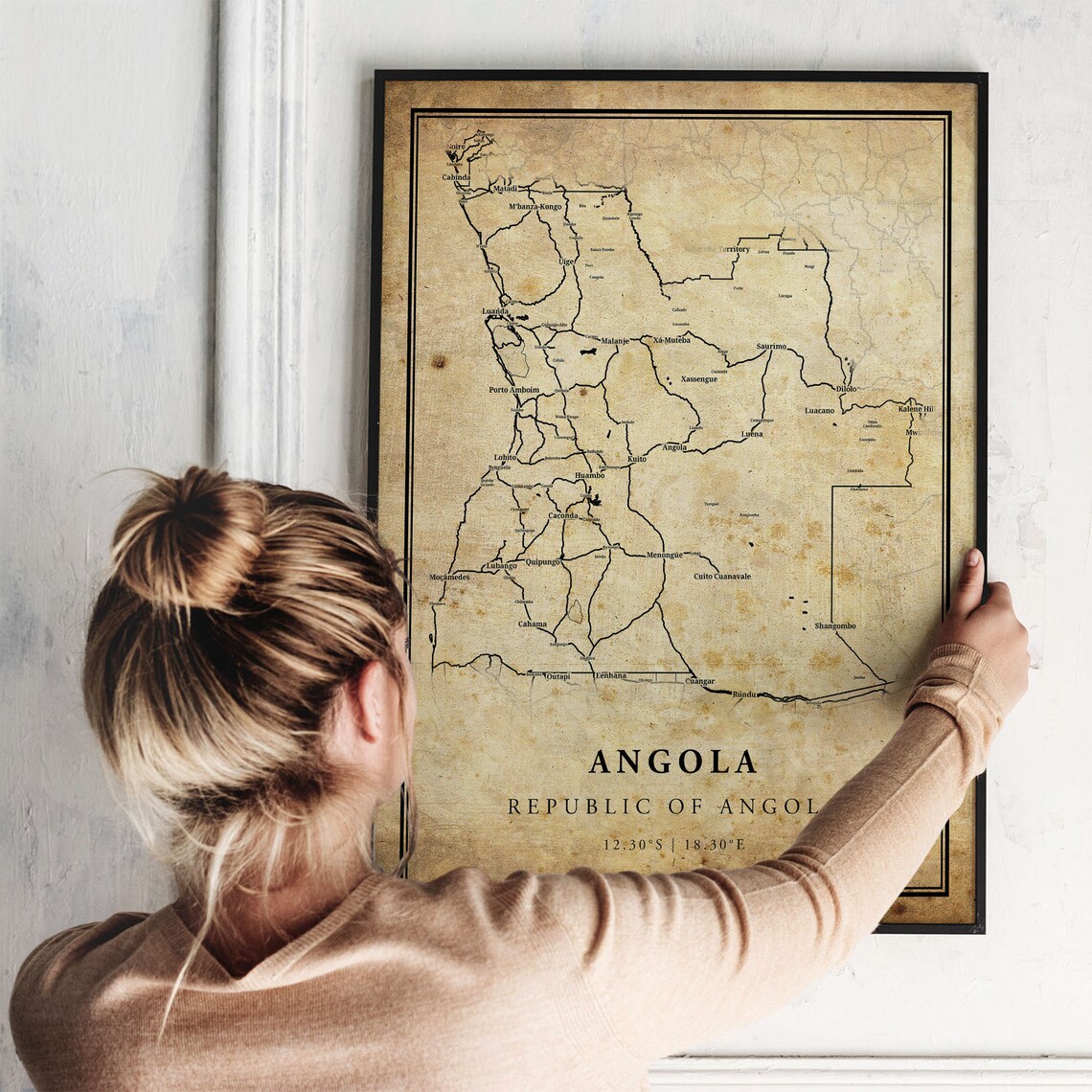 Angola Vintage Map Poster Print, Country Decor - Image 2