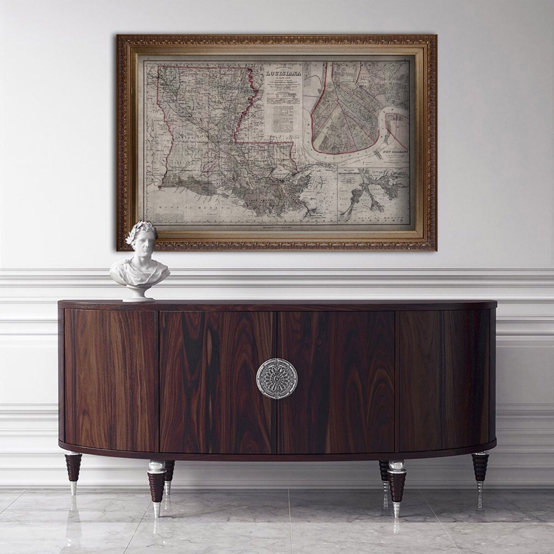 Louisiana Vintage Map Wall Art Print, 19th C - Image 2