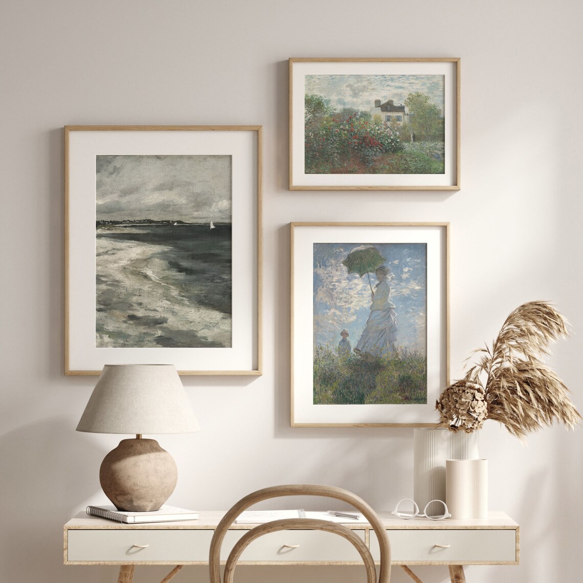Moody Seaside Painting Vintage Gray Coastal Waves Nautical Art Poster - Image 2