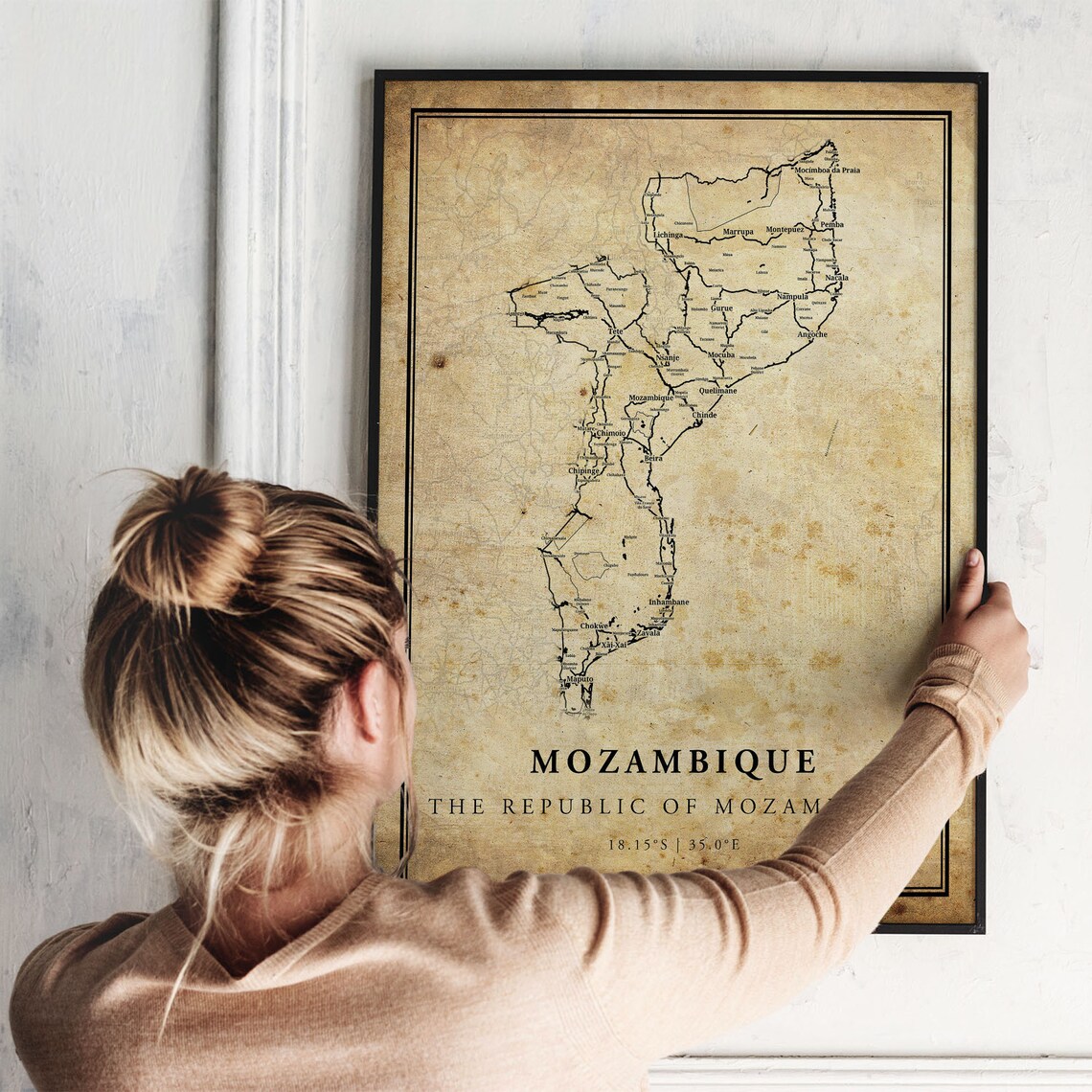 Mozambique Vintage Map Poster Print, Country Map - Image 2