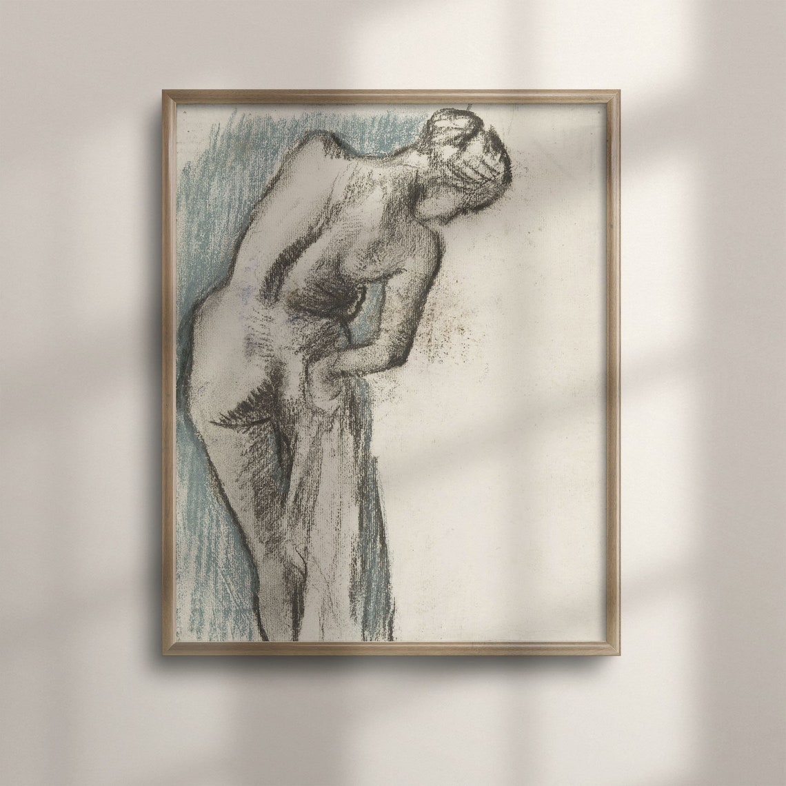 Edgar Degas 1883 Bather Drying Herself Charcoal Study Art Poster