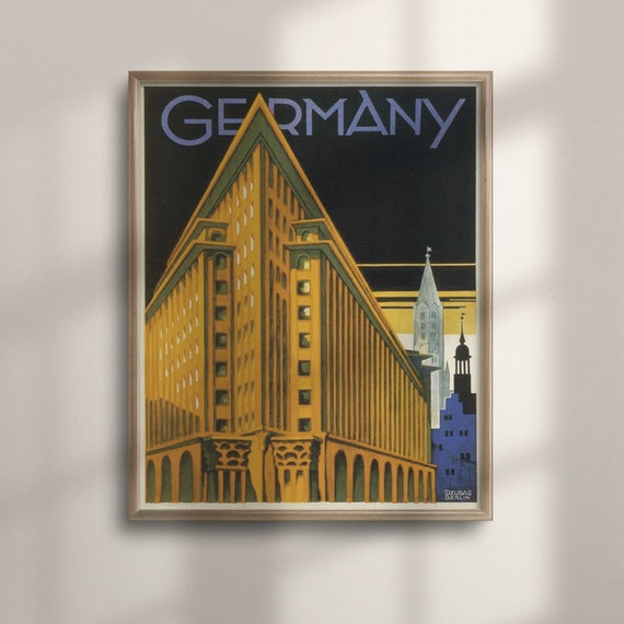 1930 German Travel Poster Vintage Wall Art Germany Travel Decor Housewarming Gift Living Room Art Colorful Retro Print C16 1062