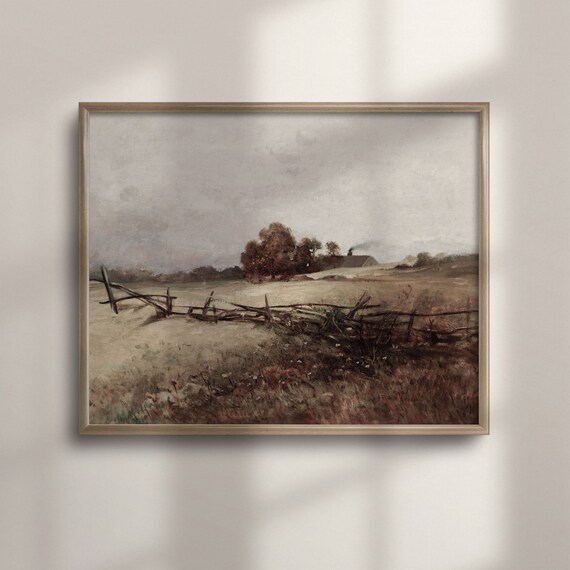 Vintage Autumn Field Split Rail Fence Barn Rustic Fall Art Poster