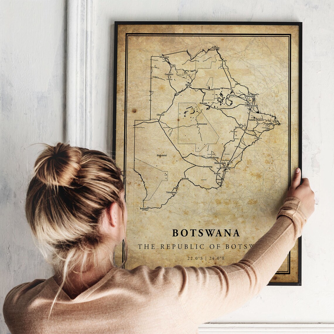 Botswana Vintage Map Poster, Country Decor Art Print - Image 2