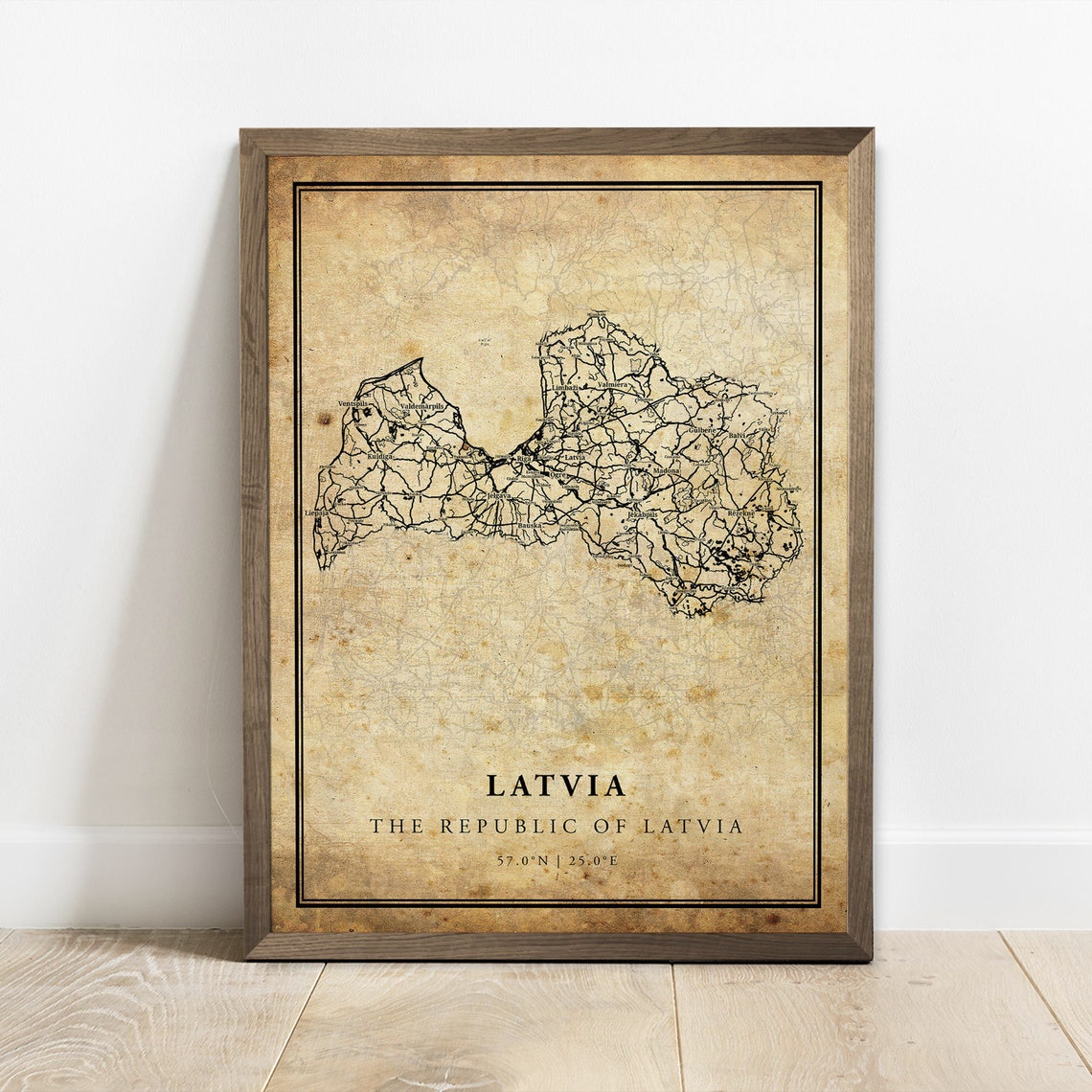 Latvia Republic Vintage Country Map Antique Parchment Poster - Image 3