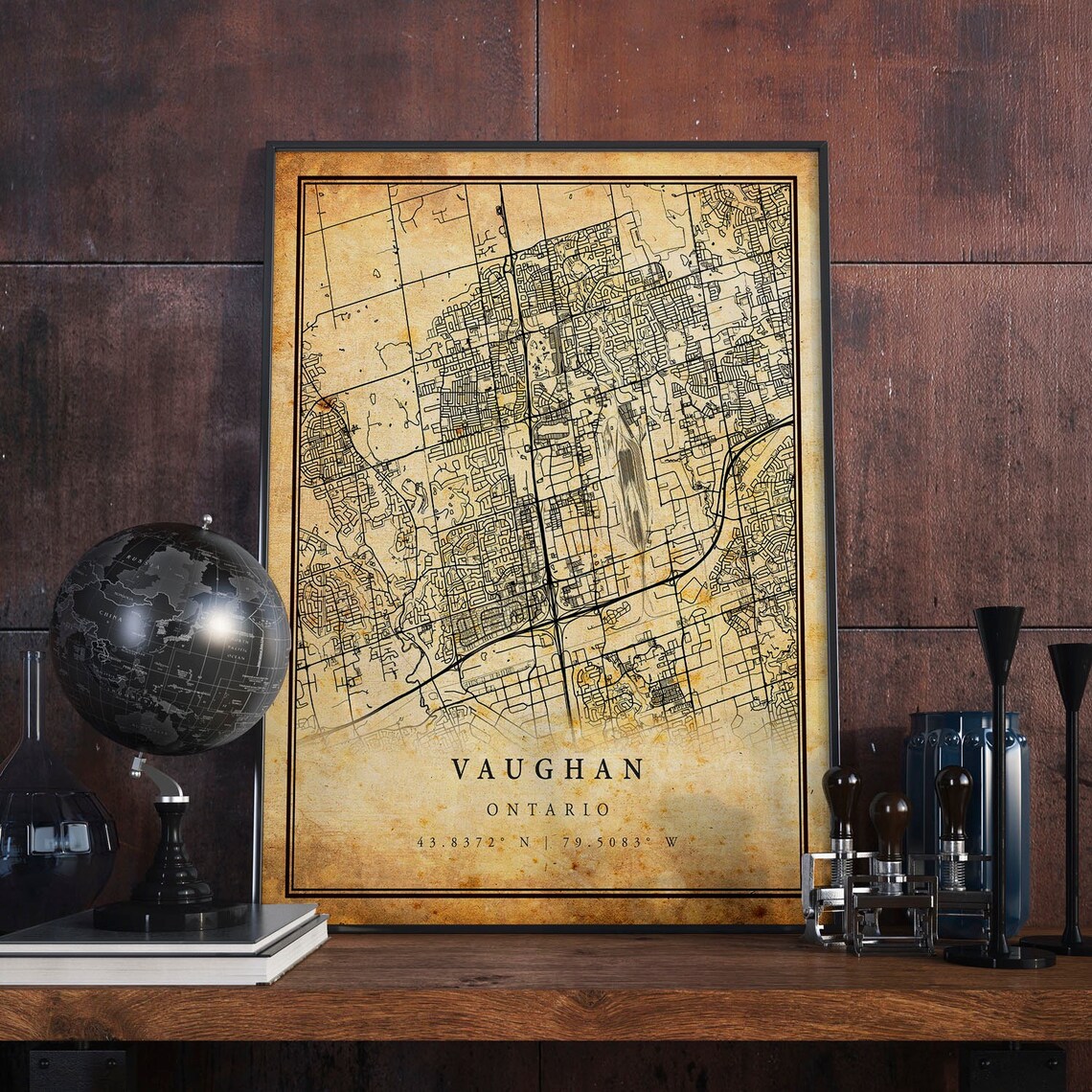 Vaughan Ontario Vintage Street Map Custom City Coordinate Art Poster