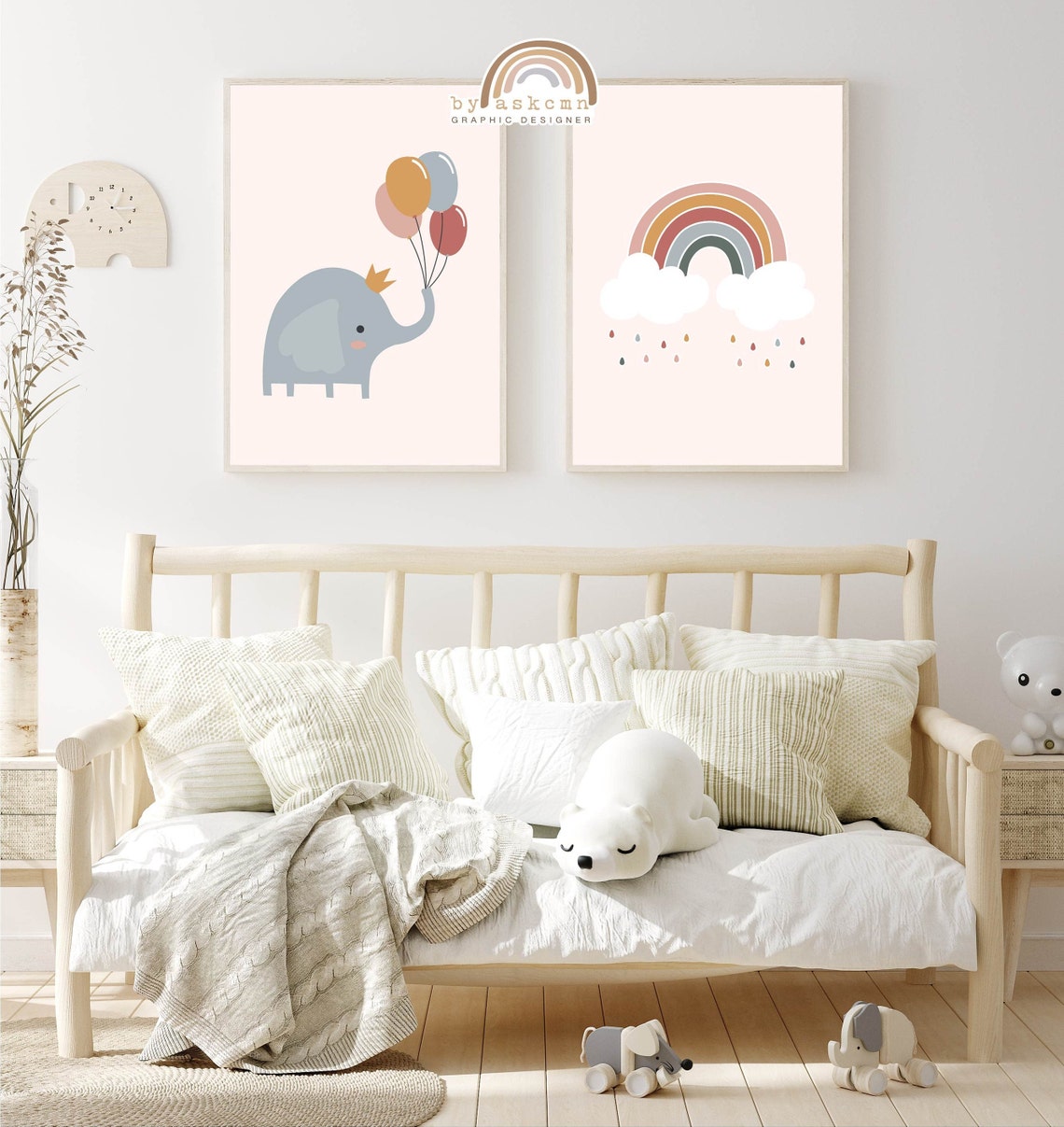 Living Room Art Print Rainbow Wall Decor Print Baby Room Poster Boho Wall Art Quote Poster Instant Neutral Rainbow - Image 5