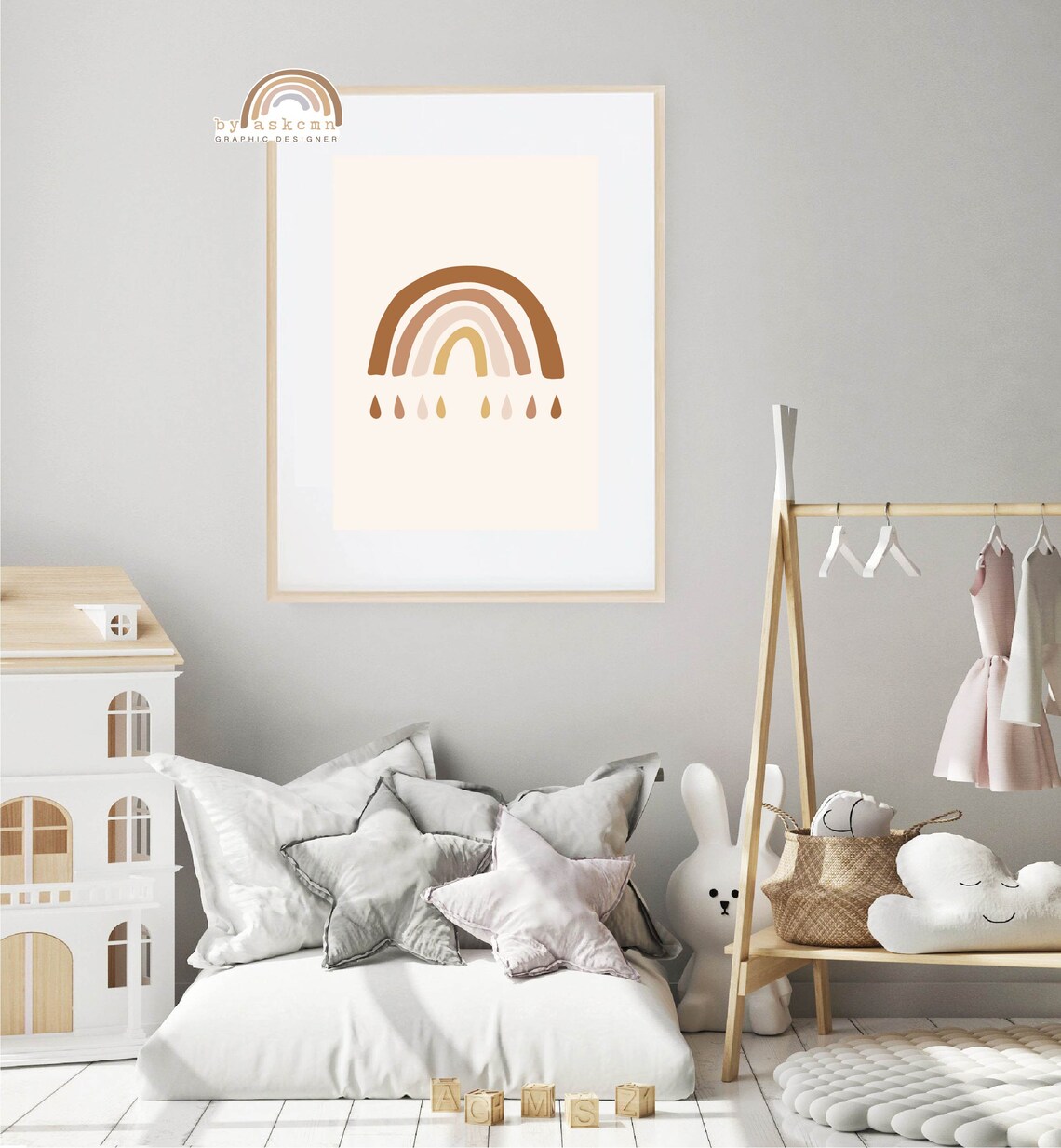 Pastel Nursery Decor Rainbow Blush Abstract Rainbow Print Gender Neutral Nursery Neutral Rainbow Art Boho Nursery Kids Wall Art - Image 3